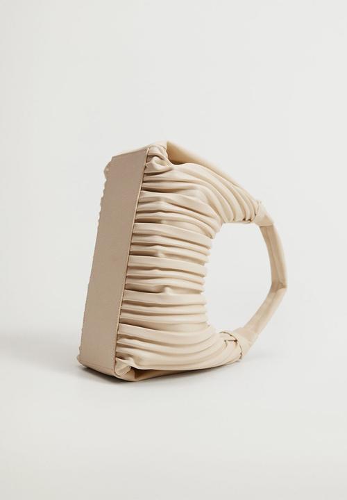 MANGO - Pleats baguette bag - beige