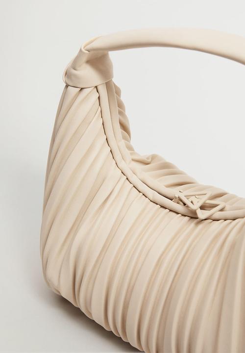 MANGO - Pleats baguette bag - beige