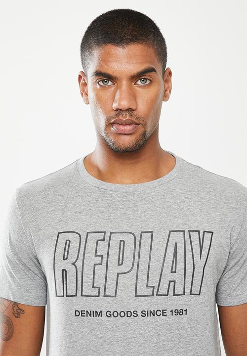 Replay - Bold print tee - grey