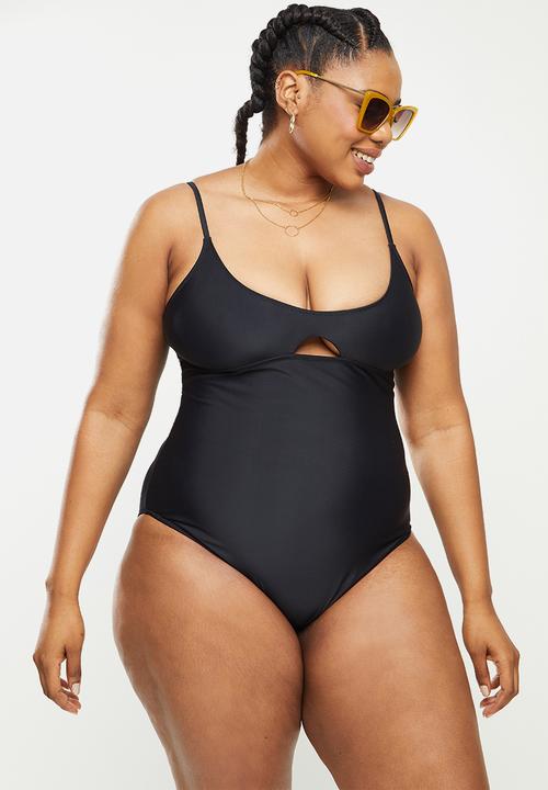 Missguided - Plus size cut out swimsuit - black