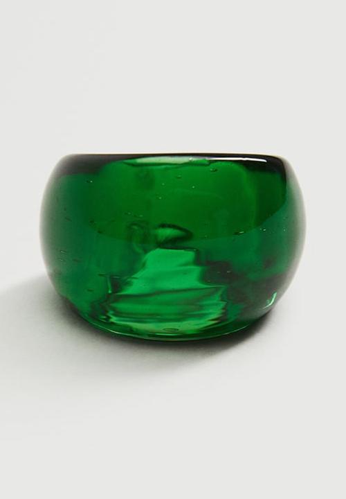 MANGO - Big crystal ring - green