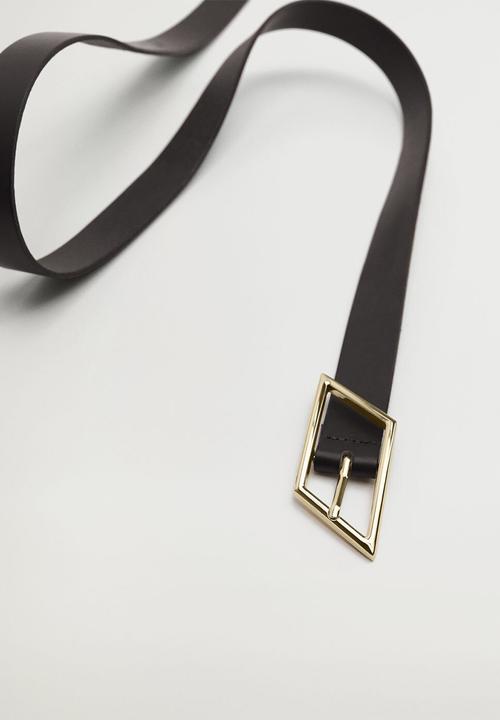 MANGO - Buckle leather belt - black