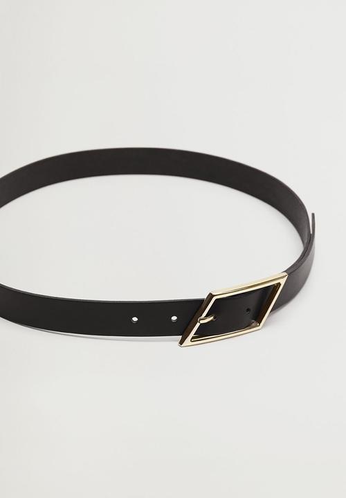 MANGO - Buckle leather belt - black