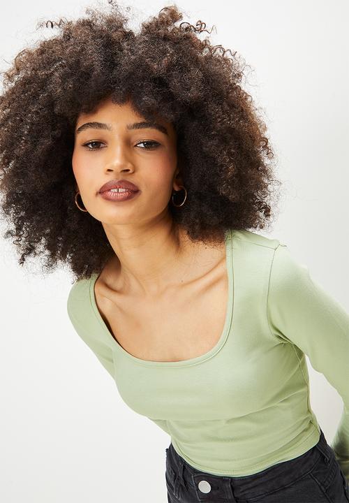 Blake - Scoop neck fitted top - sage