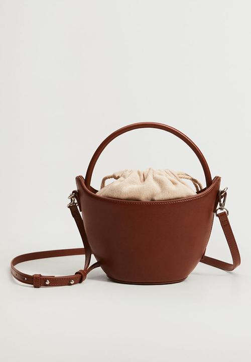 MANGO - Basket mini bag - burgundy