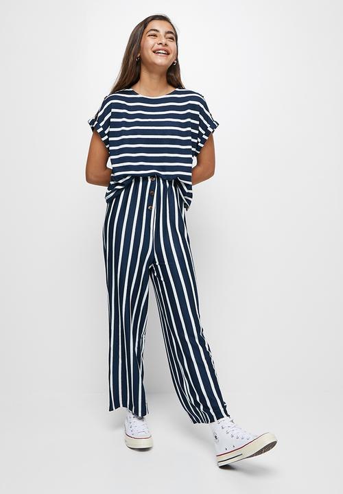 Superbalist - Wide leg knit pants - navy & white