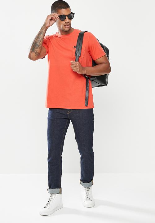 Superdry. - Workwear pocket tee - volcanic lava orange