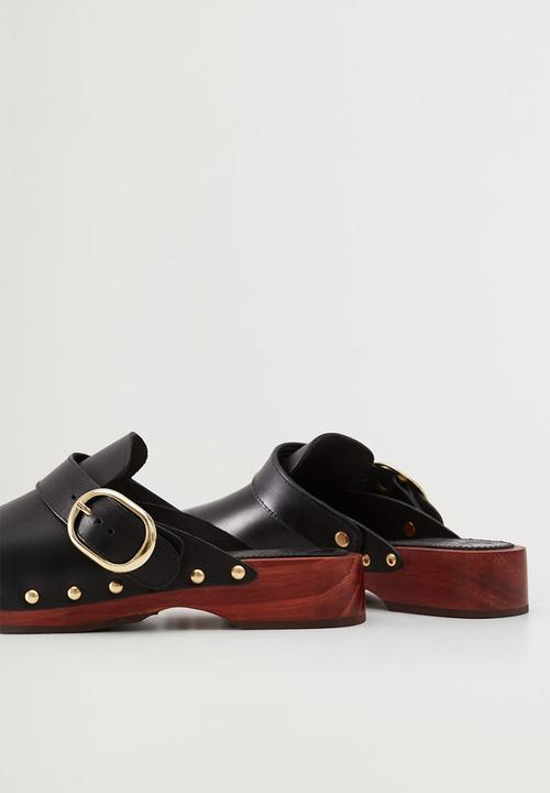 MANGO - Menor leather clog - black