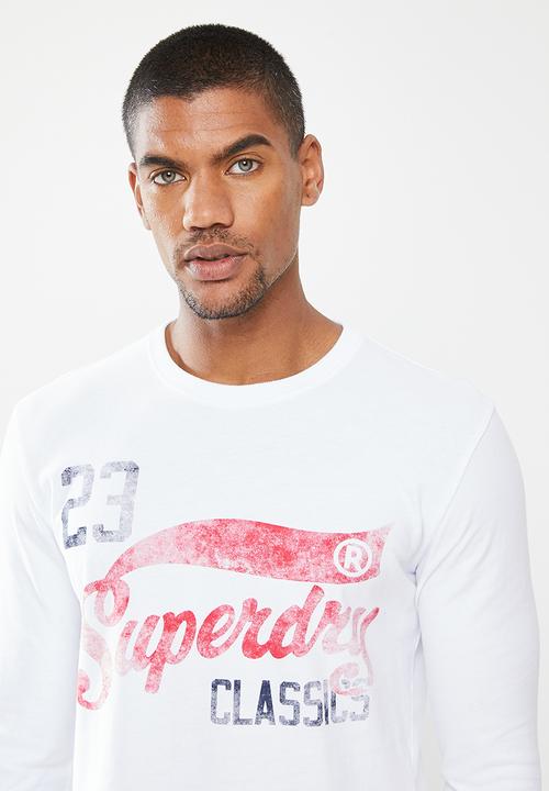 Superdry. - Collegiate graphic long sleeve top - brilliant white