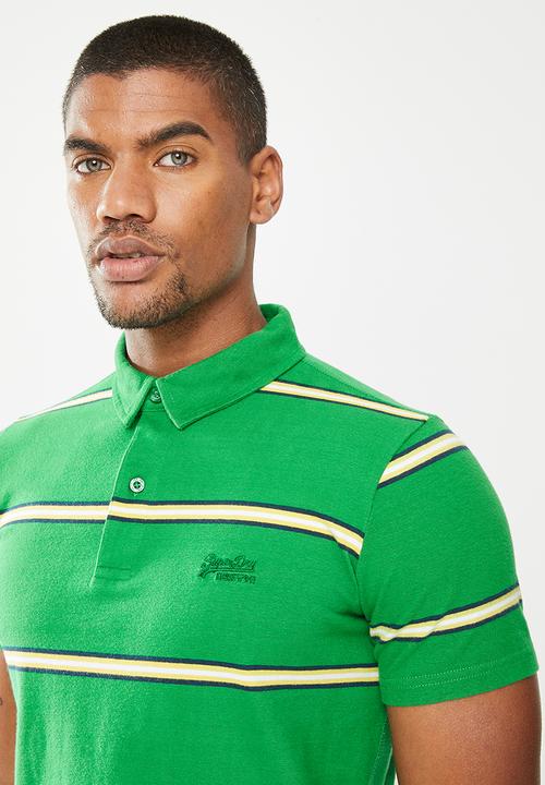 Superdry. - Academy stripe polo - varsity green stripe