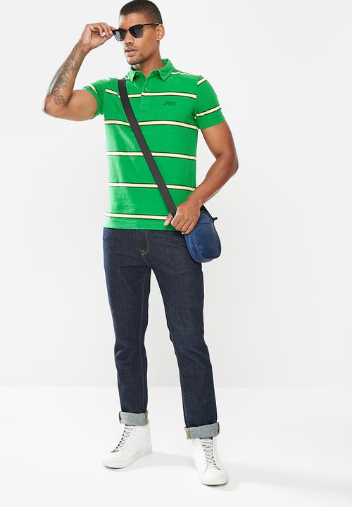 Superdry. - Academy stripe polo - varsity green stripe