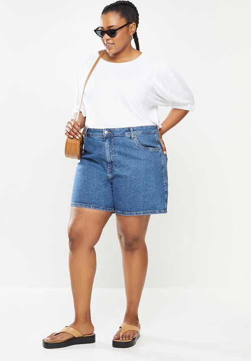 Me&B - Plus basic puff sleeve tee - white
