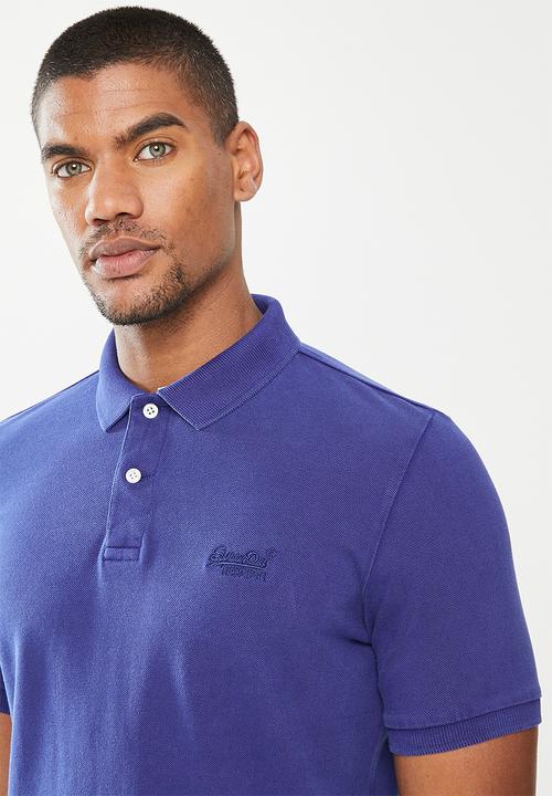 Superdry. - Vintage destroy short sleeve polo - navy