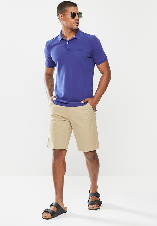 Superdry. - Vintage destroy short sleeve polo - navy