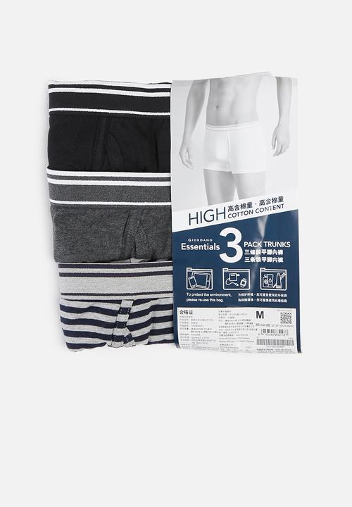 Giordano - 3 pack trunks - grey & black 