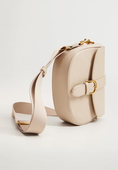 MANGO - Buckled flap bag - off white