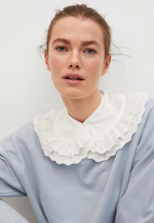 MANGO - Cotton babydoll collar - white