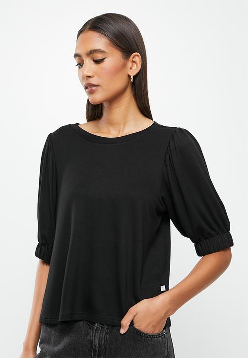 Me&B - Basic puff sleeve tee - black
