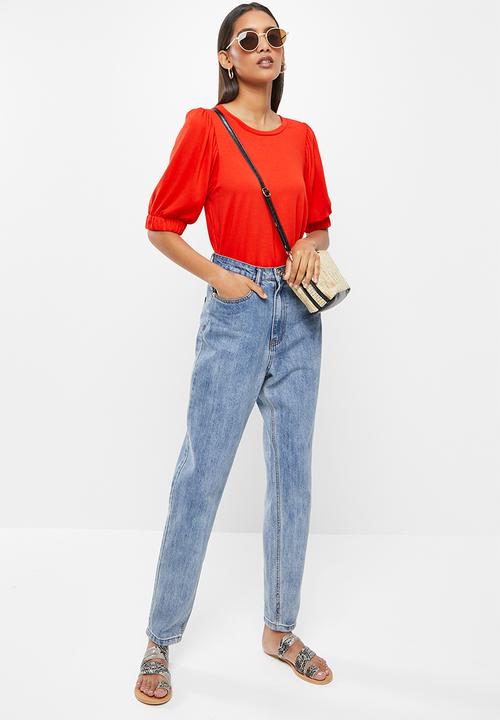 Me&B - Basic puff sleeve tee - red