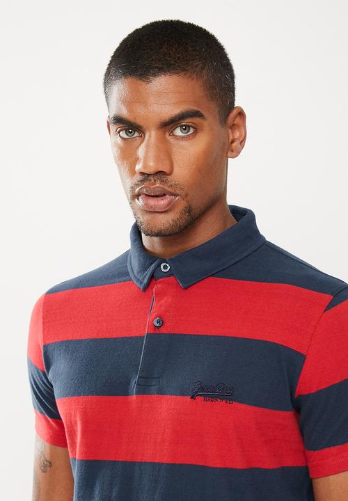 Superdry. - Academy stripe polo - varsity hoop stripe red