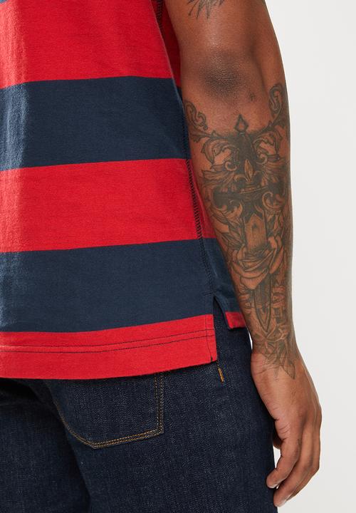 Superdry. - Academy stripe polo - varsity hoop stripe red
