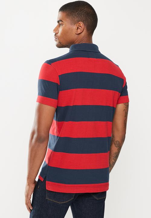 Superdry. - Academy stripe polo - varsity hoop stripe red