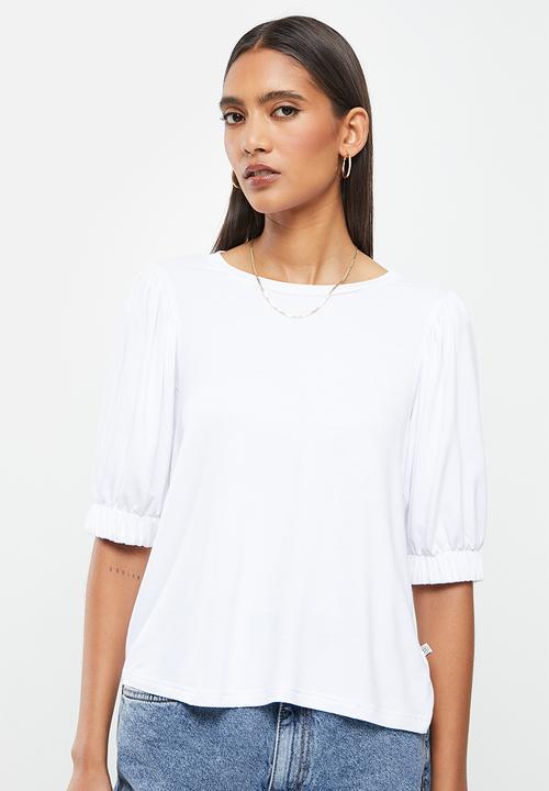Me&B - Basic puff sleeve tee - white