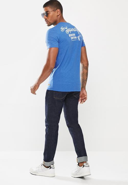 Superdry. - Short sleeve workwear graphic tee - blue bottle marl