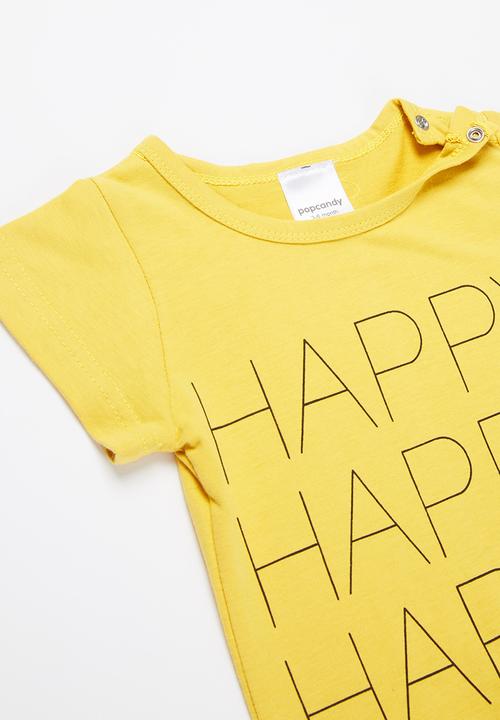 Pop Candy - Baby boys happy romper - yellow