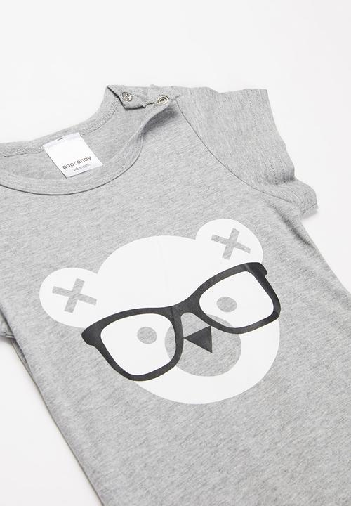 Pop Candy - Baby boys bear romper - grey