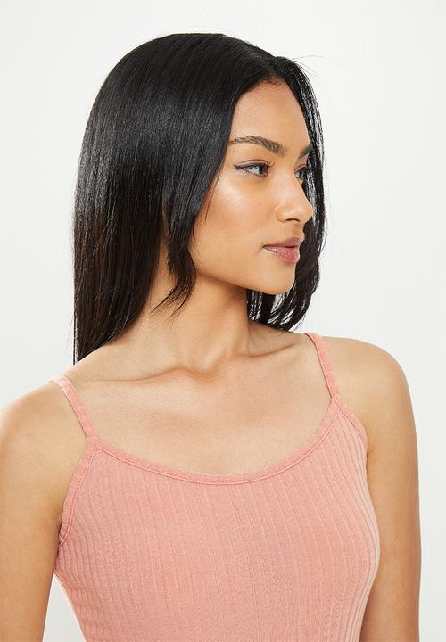 Missguided - Petite tie belt cami ribbed max dress - pink