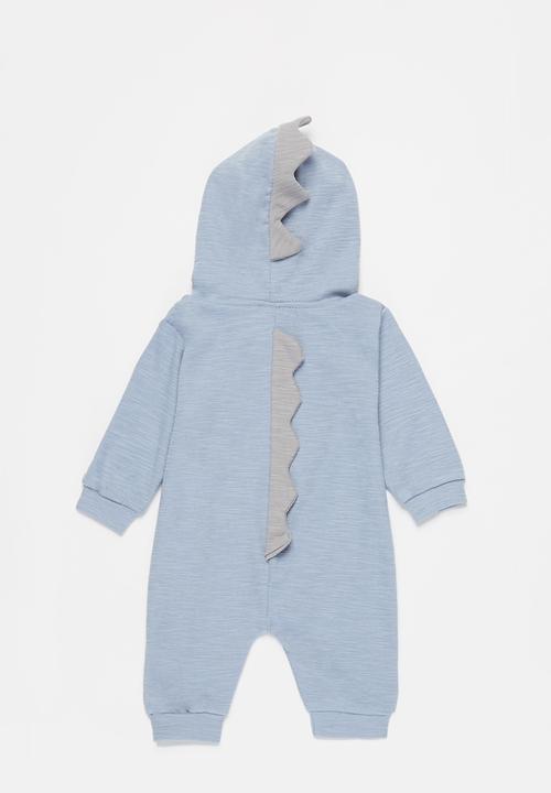 Pop Candy - Baby boys hooded dino romper - blue