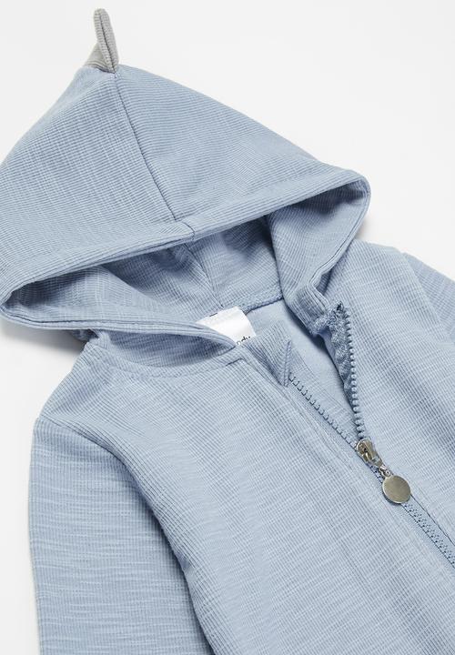 Pop Candy - Baby boys hooded dino romper - blue