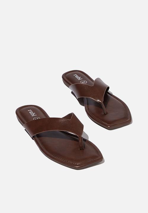Cotton On - Everyday molly toe post sandal - chocolate pu