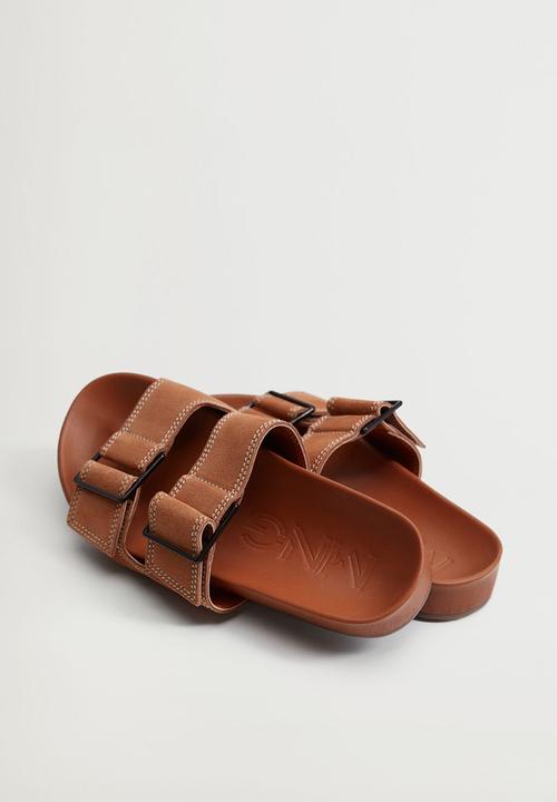 MANGO - Ceuta leather slide - medium orange