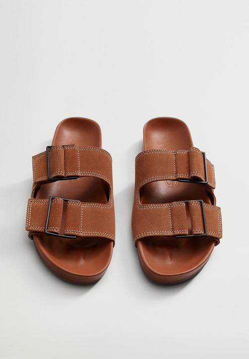 MANGO - Ceuta leather slide - medium orange