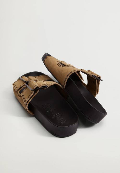 MANGO - Ceuta leather slide - medium brown