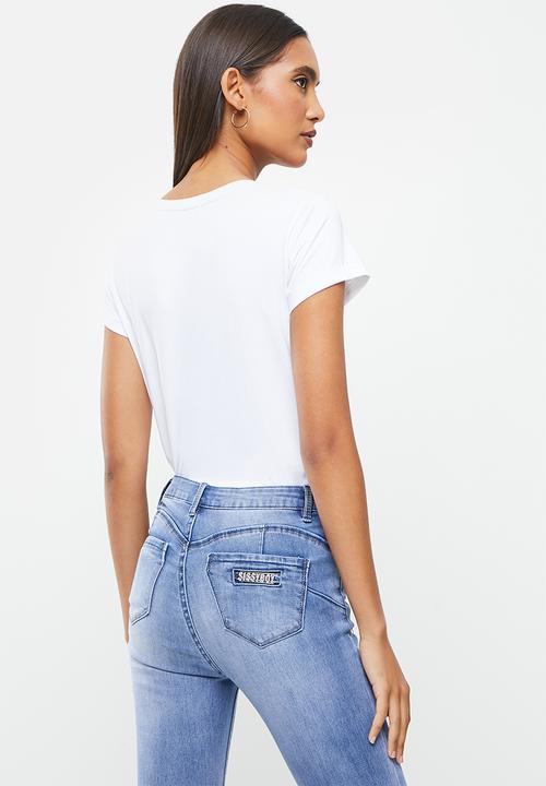 SISSY BOY - Costa rica: basic round neck, boxy, loose top - white