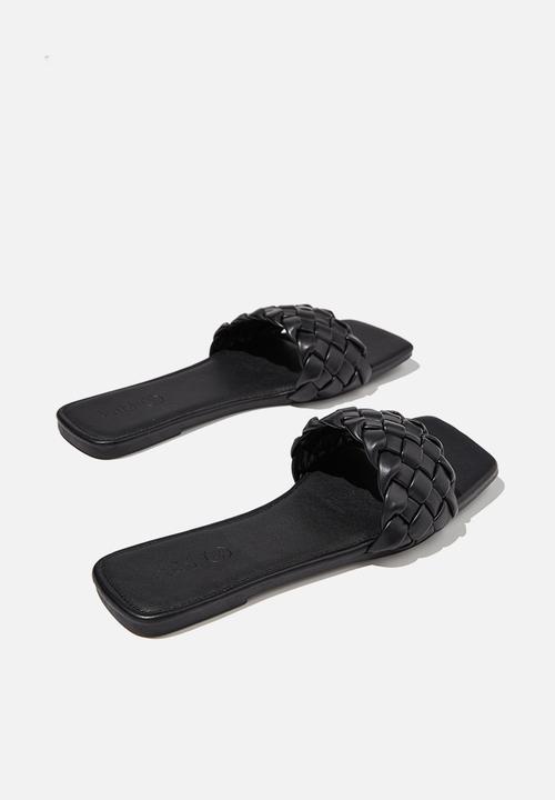 Cotton On - Harper braided slide - black pu