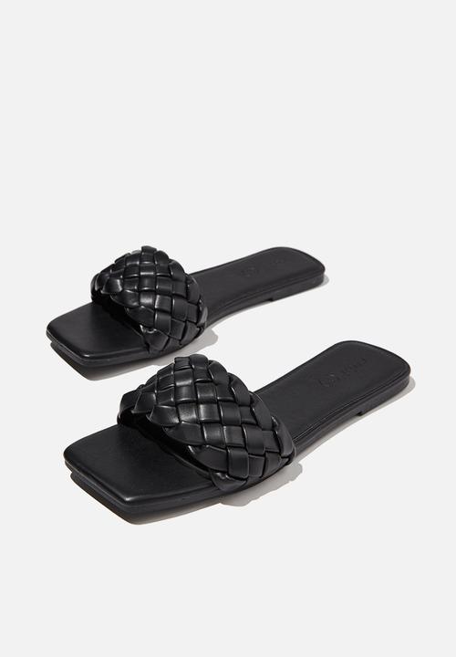 Cotton On - Harper braided slide - black pu
