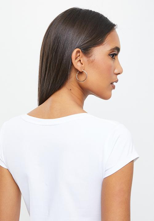 SISSY BOY - Juniper: basic round neck top with cap sleeves and bling logo - white