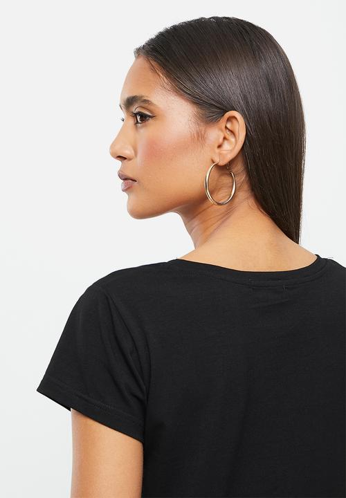 SISSY BOY - Hearts desire: basic round neck, loose, boxy top - black