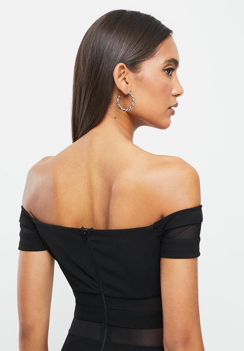 SISSY BOY - Bardot jumpsuit with mesh insets - black