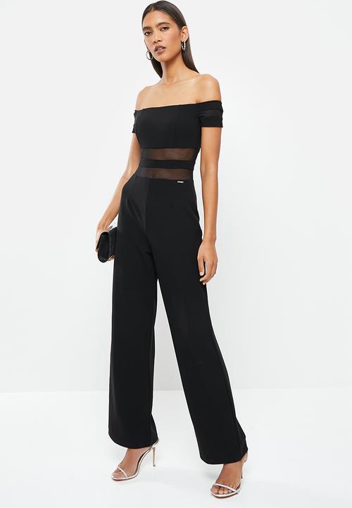 SISSY BOY - Bardot jumpsuit with mesh insets - black