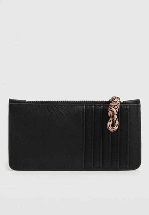 MANGO - Knot saffiano-effect cardholder - black