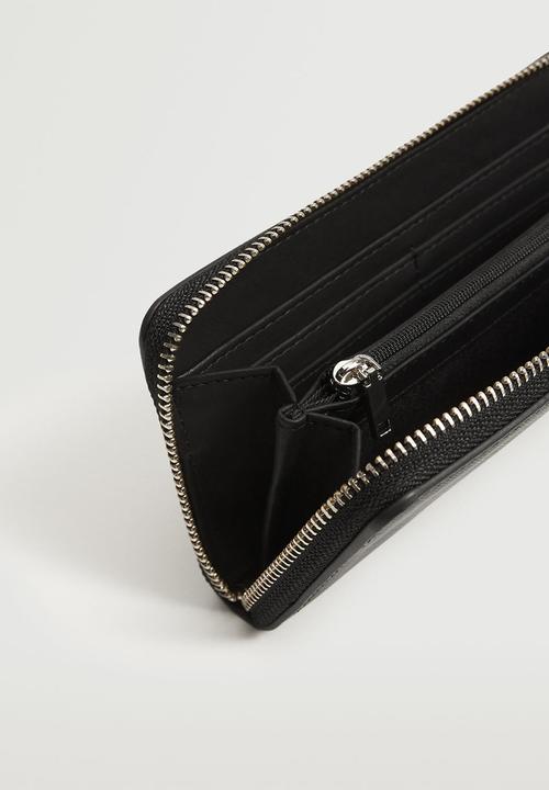 MANGO - Knot saffiano-effect wallet - black