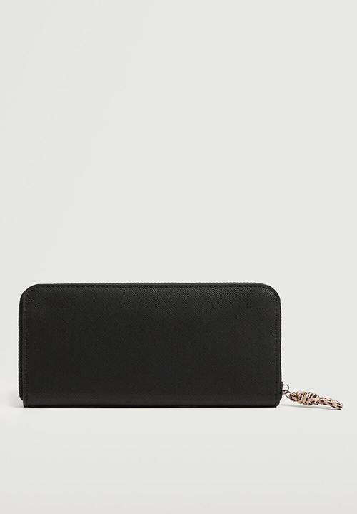 MANGO - Knot saffiano-effect wallet - black