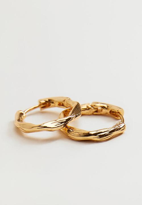 MANGO - Embossed hoop earrings - gold