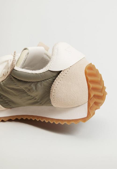 MANGO - Soft leather sneaker - beige & khaki