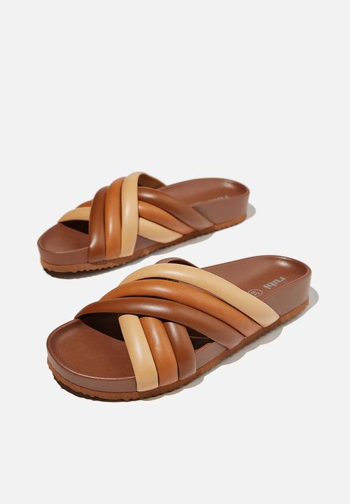 Cotton On - Cushy crossover slide - mixed chocolate